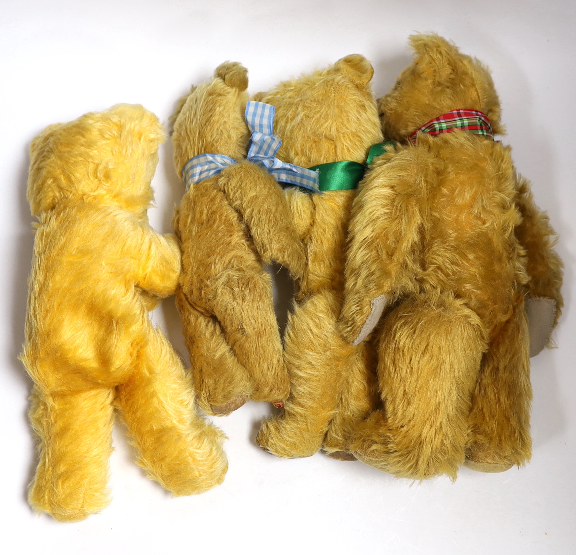 An Irish bear, 28cm, a 1950's Chiltern bear, 32cm, a German bear, 35cm and a Wendy Boston bear (4)